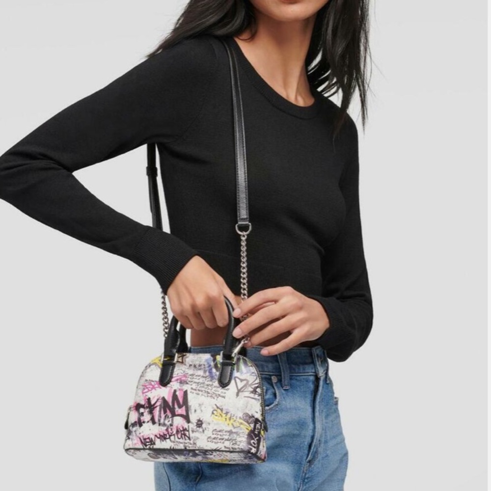 DKNY Black and White Mini Bag with Graffiti Design